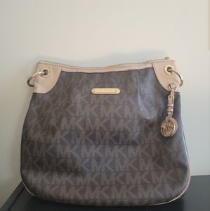 Michael By Michael Kors Shoulder Bag Dark Brown Leather Golden hard wear Tan